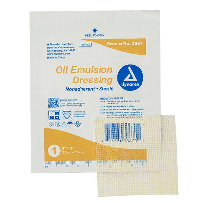 Dynarex Oil Emulsion Dressing, 3" x 3", 50ea/bx 4bxs/cs (100 Count)