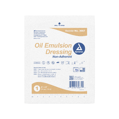 Dynarex Oil Emulsion Dressing, 3" x 3", 50ea/bx 4bxs/cs (100 Count)