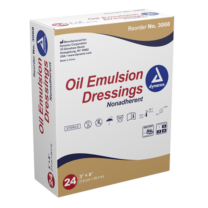 Dynarex Oil Emulsion Dressing, 3" x 8", 24ea/bx 6bxs/cs (144 Count)