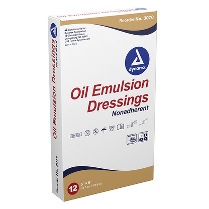 Dynarex Oil Emulsion Dressing, 5" x 9", 12ea/bx 6bxs/cs (72 Count)