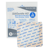Dynarex SiliGentle AG - Silver Silicone Bordered Foam Dressing, 10ea/bx, 5bxs/cs (50 Count)