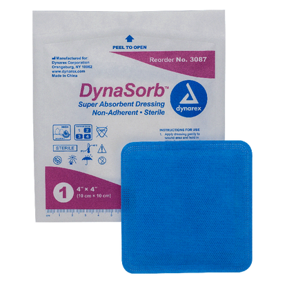 Dynarex DynaSorb - Super Absorbent Dressing, Non-Adhering, 10ea/bx, 12bxs/cs (120 Count)