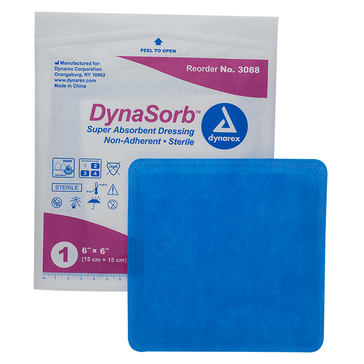 Dynarex DynaSorb - Super Absorbent Dressing, Non-Adhering, 10ea/bx, 12bxs/cs (120 Count)