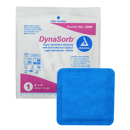 Dynarex DynaSorb - Super Absorbent Dressing, Self-Adhering, 10ea/bx, 12bxs/cs (120 Count)
