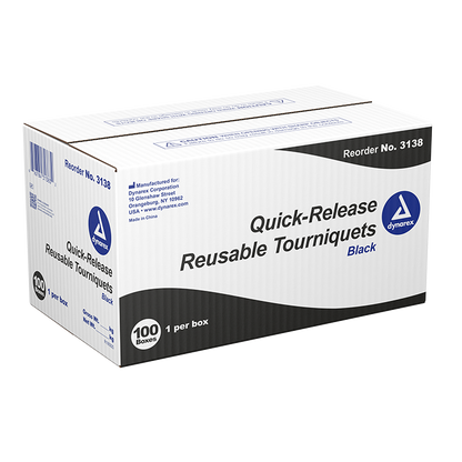 Dynarex Quick-Release Reusable Tourniquet, Black, 100ea/cs (100 Count)
