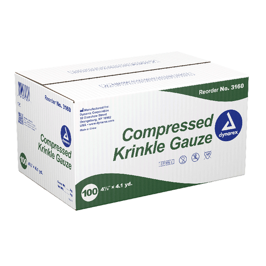 Dynarex Compressed Krinkle Gauze Bandage - Sterile, 4.5" x 4.1 yd, 100ea/cs (100 Count)