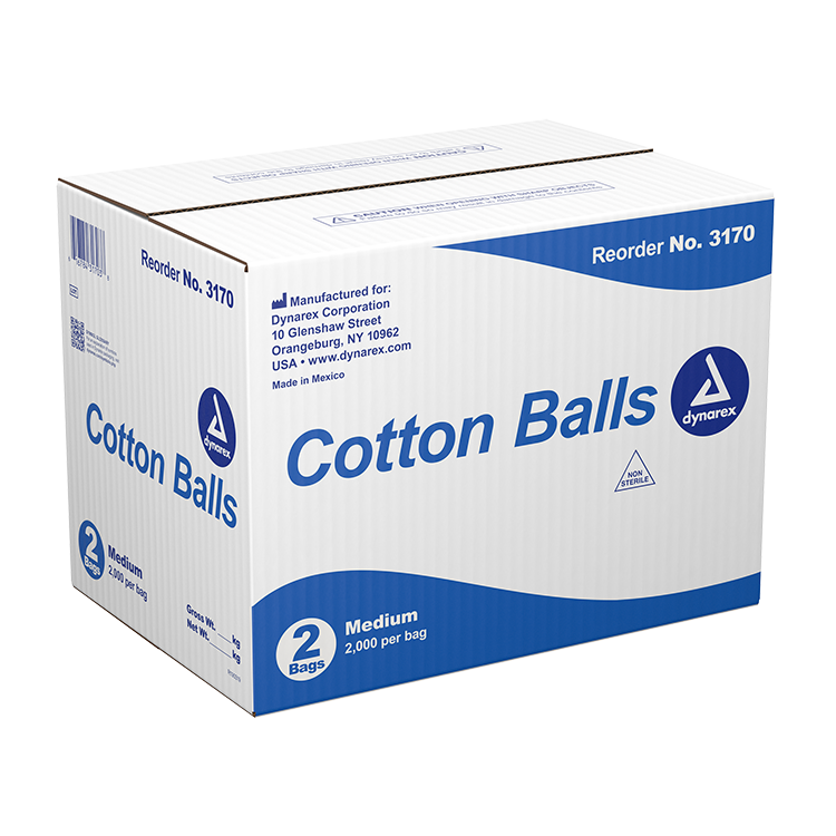 Dynarex Cotton Ball, Medium, 2000ea/bg, 2bgs/cs (4000 Count)