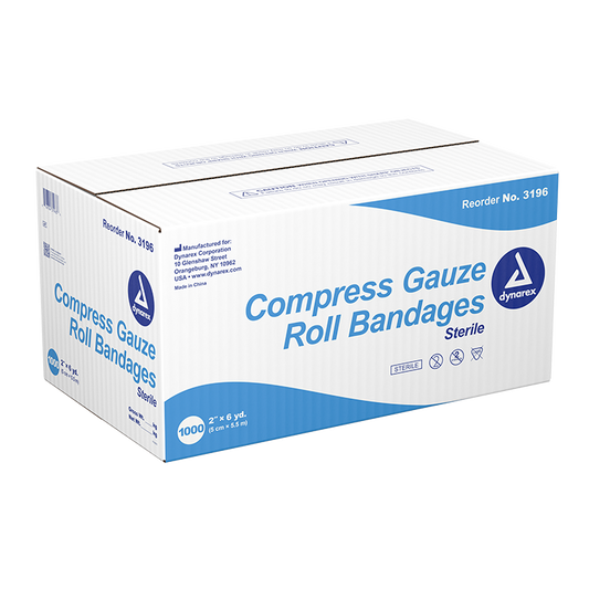 Dynarex Compress Gauze Roll Bandage, 2" x 6 yd, 1000ea/cs (1000 Count)