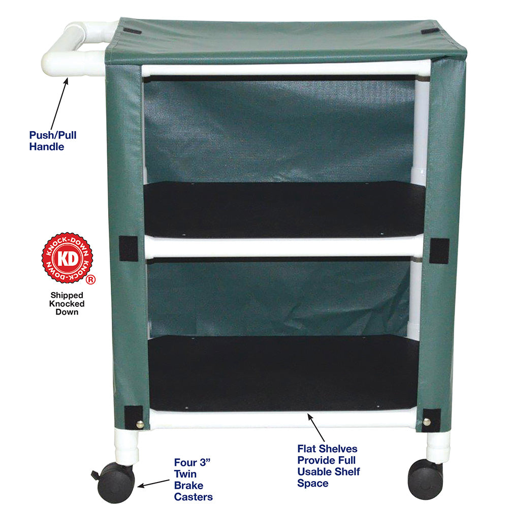 MJM International 325-2C 2-shelf mini-linen cart with mesh or solid vinyl cover, shelf size: 20" x 25", 75 lbs per shelf
