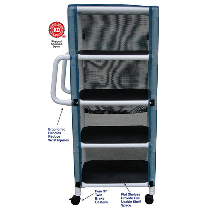 MJM International 325-4C 4-shelf mini-linen cart with mesh or solid vinyl cover, shelf size: 20" x 25", 75 lbs per shelf