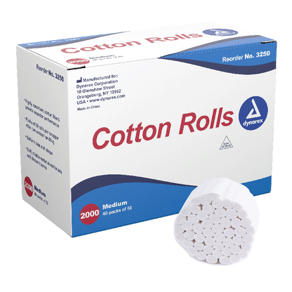 Dynarex Cotton Rolls, #2 - Medium, 2000ea/bx 10bxs/cs (20000 Count)