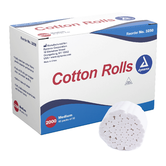Dynarex Cotton Rolls, #2 - Medium, 2000ea/bx 10bxs/cs (20000 Count)