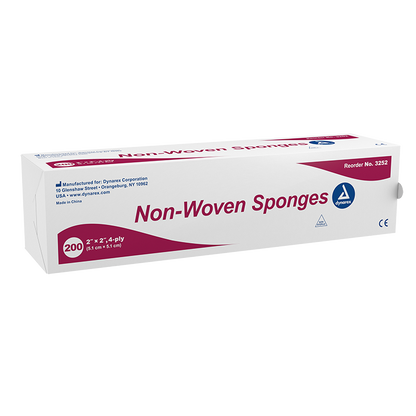 Dynarex Non-Woven Sponge, 2" x 2" 4 Ply  200ea/bx, 20bxs/cs (4000 Count)