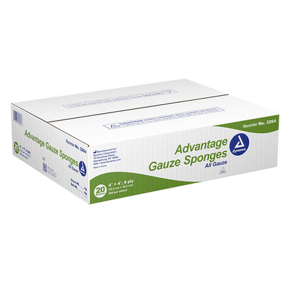 Dynarex Advantage Surgical Sponges, 4" x 4" 8 Ply  200ea/bx, 20bxs/cs (4000 Count)