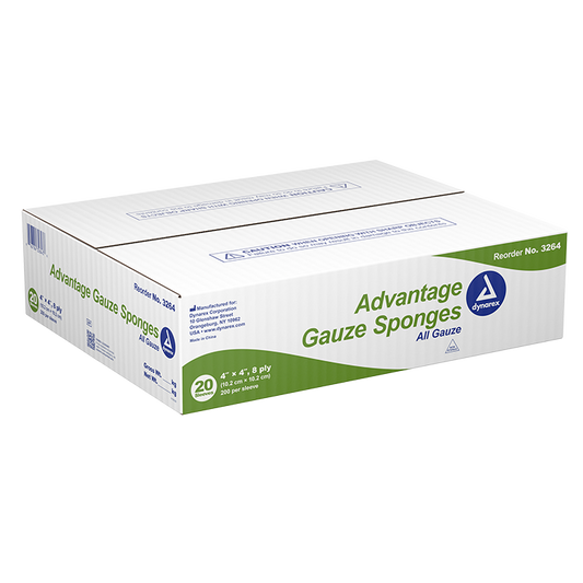 Dynarex Advantage Surgical Sponges, 4" x 4" 8 Ply  200ea/bx, 20bxs/cs (4000 Count)