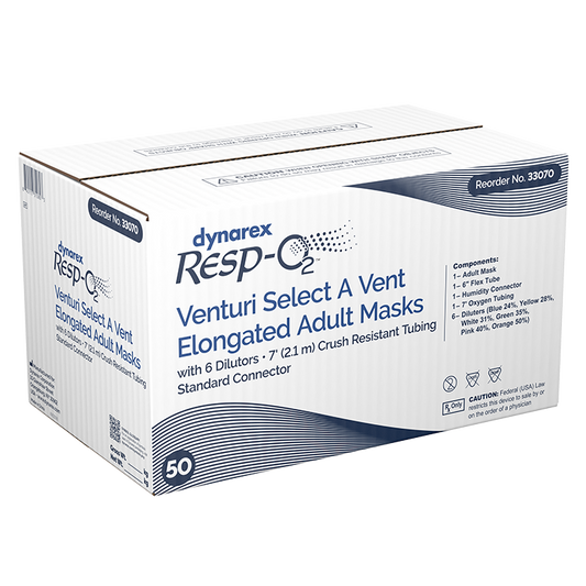 Dynarex Resp-O2 Venturi Select A Vent Elongated Mask (50 Count)