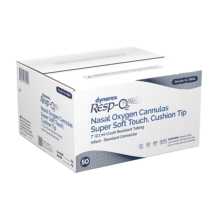 Dynarex Resp-O2 Nasal Oxygen Cannula, Super Soft Touch w/ Cushion Tips (50 Count)
