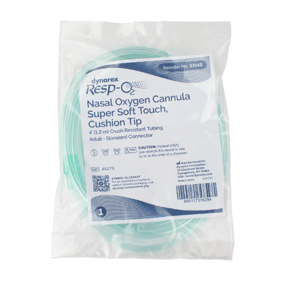 Dynarex Resp-O2 Nasal Oxygen Cannula, Super Soft Touch w/ Cushion Tips (50 Count)