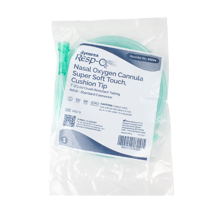 Dynarex Resp-O2 Nasal Oxygen Cannula, Super Soft Touch w/ Cushion Tips (50 Count)