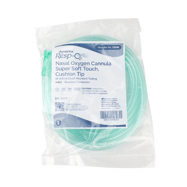 Dynarex Resp-O2 Nasal Oxygen Cannula, Super Soft Touch w/ Cushion Tips (50 Count)