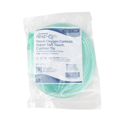 Dynarex Resp-O2 Nasal Oxygen Cannula, Super Soft Touch w/ Cushion Tips (50 Count)