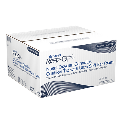 Dynarex Resp-O2 Nasal Oxygen Cannulas with Cushion Tips and Ultra Soft Ear Foam (50 Count)