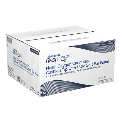 Dynarex Resp-O2 Nasal Oxygen Cannulas with Cushion Tips and Ultra Soft Ear Foam (50 Count)