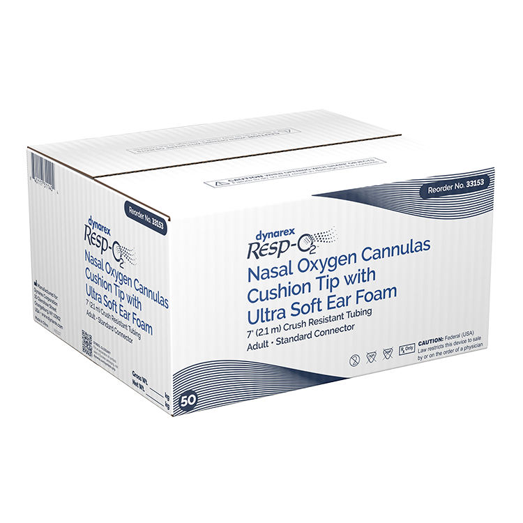 Dynarex Resp-O2 Nasal Oxygen Cannulas with Cushion Tips and Ultra Soft Ear Foam (50 Count)