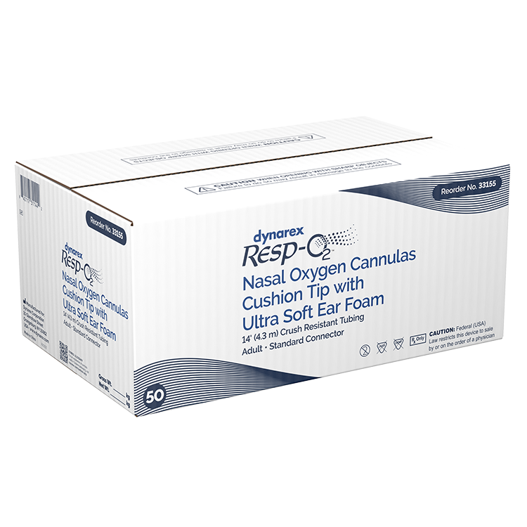 Dynarex Resp-O2 Nasal Oxygen Cannulas with Cushion Tips and Ultra Soft Ear Foam (50 Count)