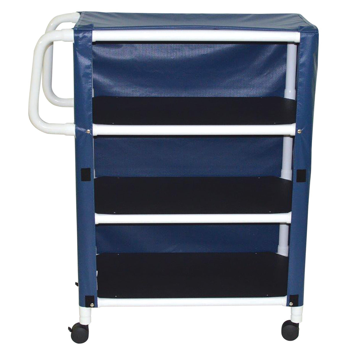 MJM International 332-3C 3-shelf utility / linen cart with mesh or solid vinyl cover, shelf size: 20" x 32", 100 lbs per shelf