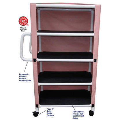 MJM International 332-4C 4-shelf utility / linen cart with mesh or solid vinyl cover, shelf size: 20" x 32", 100 lbs per shelf