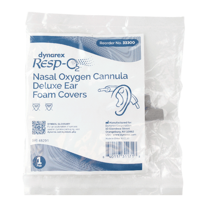 Dynarex Nasal Oxygen Cannula Deluxe Ear Foam Covers (50 Pairs)