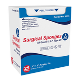 Dynarex Surgical Gauze Sponge - Sterile 2's, 3" x 3" 12 Ply - 25ea/bx, 48bxs/cs (1200 Count)