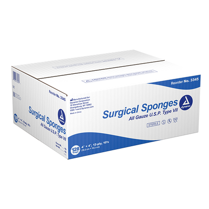 Dynarex Surgical Gauze Sponge - Sterile 10's, 4" x 4" 12 Ply, 10ea/bx, 128bxs/cs (1280 Count)