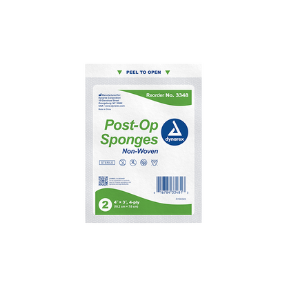 Dynarex Post-op Sponge - Sterile 2's, 4 Ply - 25ea/bx, 24bxs/cs (600 Count)
