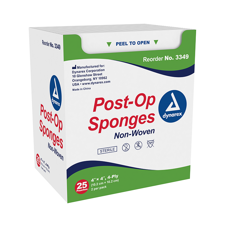 Dynarex Post-op Sponge - Sterile 2's, 4 Ply - 25ea/bx, 24bxs/cs (600 Count)