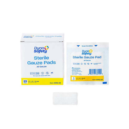 Dynarex Gauze Pad - Sterile 1's, 2" x 2" 12 Ply - 25ea/bx, 28bxs/cs (700 Count)
