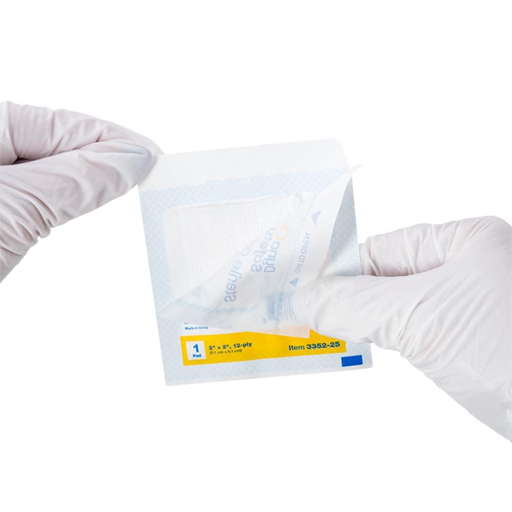 Dynarex Gauze Pad - Sterile 1's, 3" x 3" 12 Ply, 25ea/bx, 28bxs/cs (700 Count)