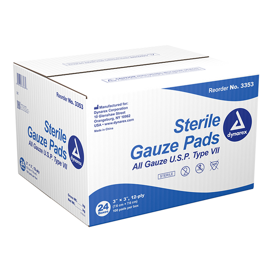Dynarex Sterile Gauze Pads 1's - 12 Ply, 100ea/bx