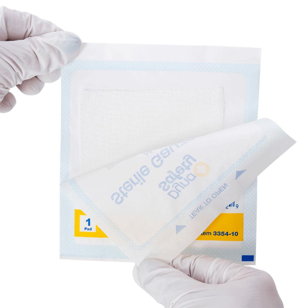 Dynarex Gauze Pad - Sterile 1's, 4" x 4" 12 Ply, 10ea/bx, 48bxs/case (480 Count)