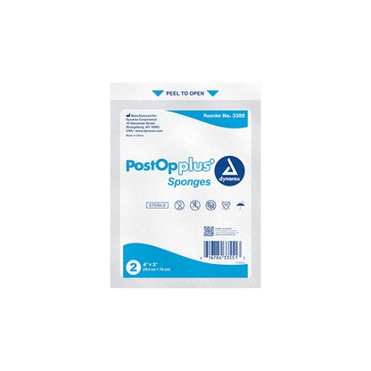 Dynarex Post Op Plus Sponge, 4" x 3" - 25ea/bx, 24bxs/cs (600 Count)