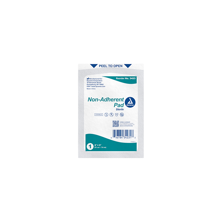 Dynarex Non-Adherent Pads - Sterile, 2" x 3", 100ea/bx, 12bxs/cs (1200)