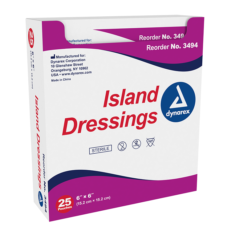 Dynarex Island Dressing Sterile, 6" x 6" - 25ea/bx 6bxs/cs (150 Count)
