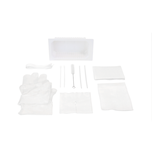 Dynarex Tracheostomy Care Kit - One Compartment Tray with Vinyl Gloves (20 Count)