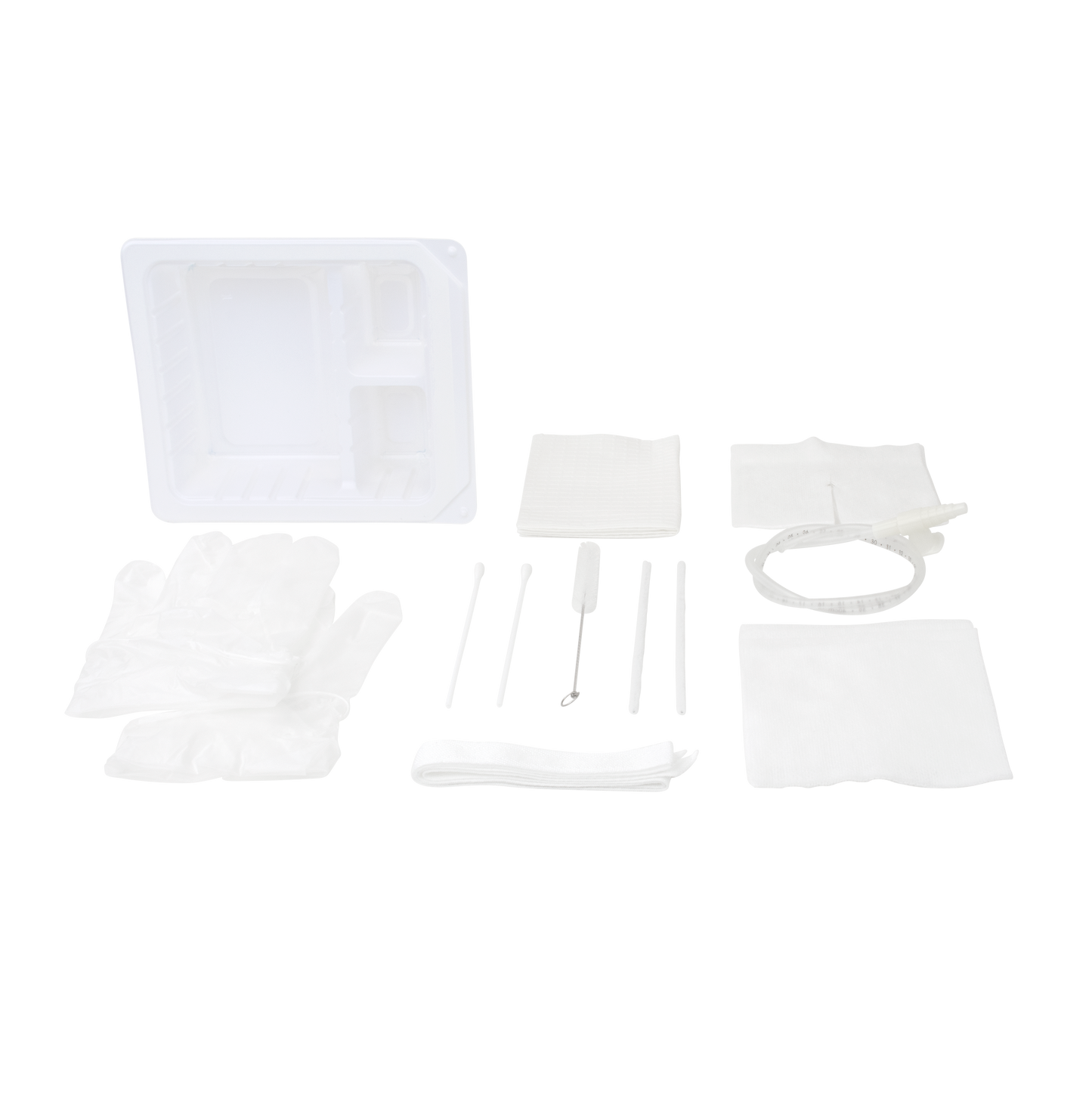 Dynarex Tracheostomy Care Kit - Two Compartment Tray with Vinyl Gloves and 14FR Catheter (20 Count)