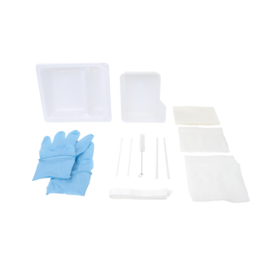 Dynarex Tracheostomy Care Kit - Two Compartment Tray with Nitrile Gloves (20 Count)