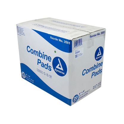 Dynarex Combine Pads 1/pouch - Sterile, 5" x 9" - 20ea/bx, 20bxs/cs (400 Count)