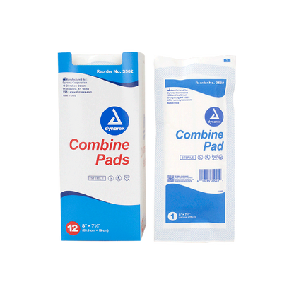Dynarex Combine Pads 1/pouch - Sterile, 8" x 7.5", 12ea/bx, 20bxs/cs (240 Count)