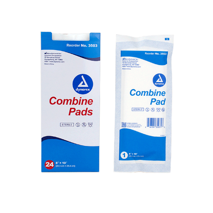 Dynarex Combine Pads 1/pouch - Sterile, 8" x 10" 24ea/bx, 15bxs/cs (360 Count)