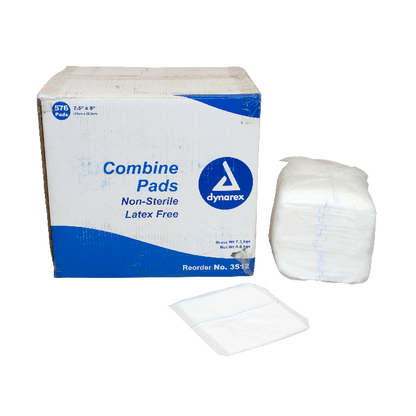 Dynarex Combine Pads - Non-Sterile, 8" x 7.5", Bulk (576 Count)